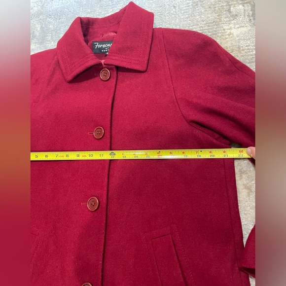 Vintage Forecaster of Boston Deep Red Burgundy Wool Blend Pea Coat Womens Size 8 - Picture 7 of 9